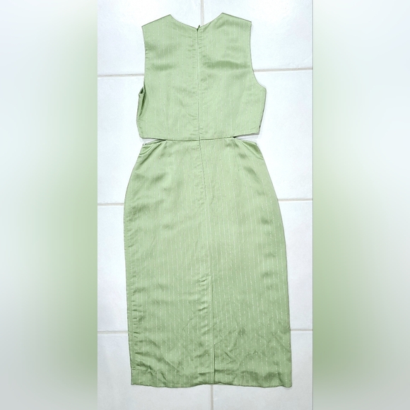 SANDRO Abby Sleeveless Cut-Out Metallic Pinstriped Midi Dress Sz 40 US 8 NWT - Picture 5 of 16
